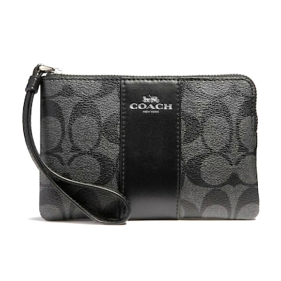 Coach Handbags - COACH | Corner Zip Wristlet in Signature Canvas